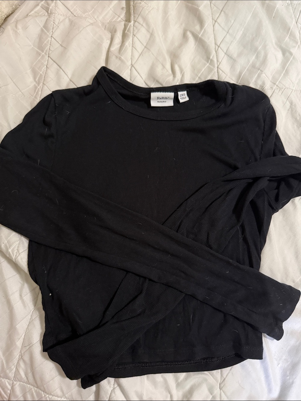 Sunday Best Black Ribbed Long Sleeve Crewneck Top